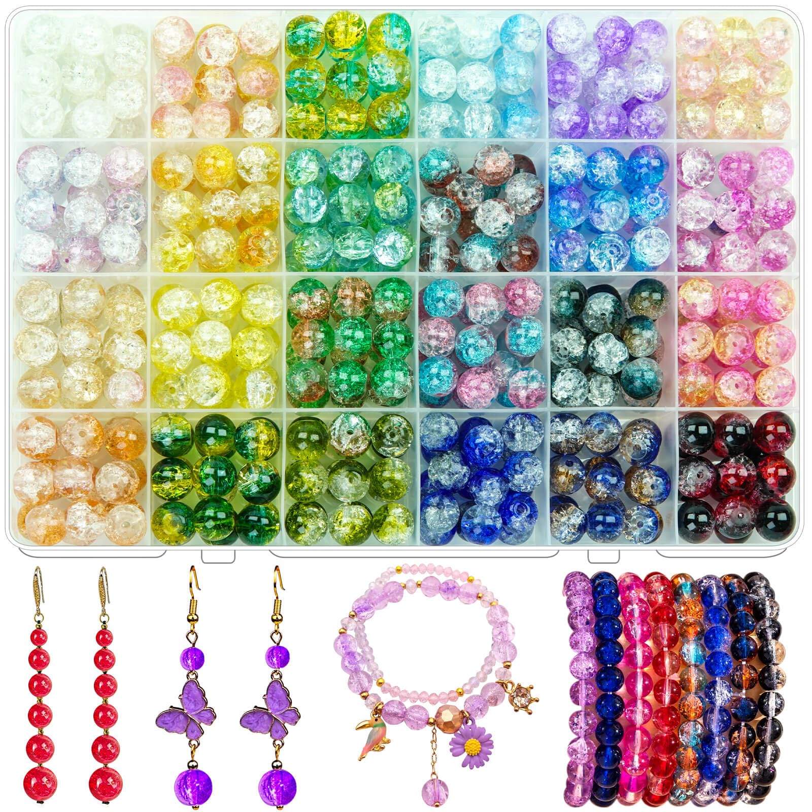 “Glass Beads” ブレスレット Amazon.com: JHYlilia 400PCS 10mm Glass Beads for Jewelry Making